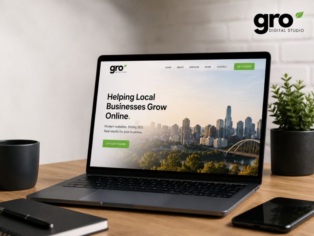 Website design cost in Edmonton AB for a professional small business website by Gro Digital Studio